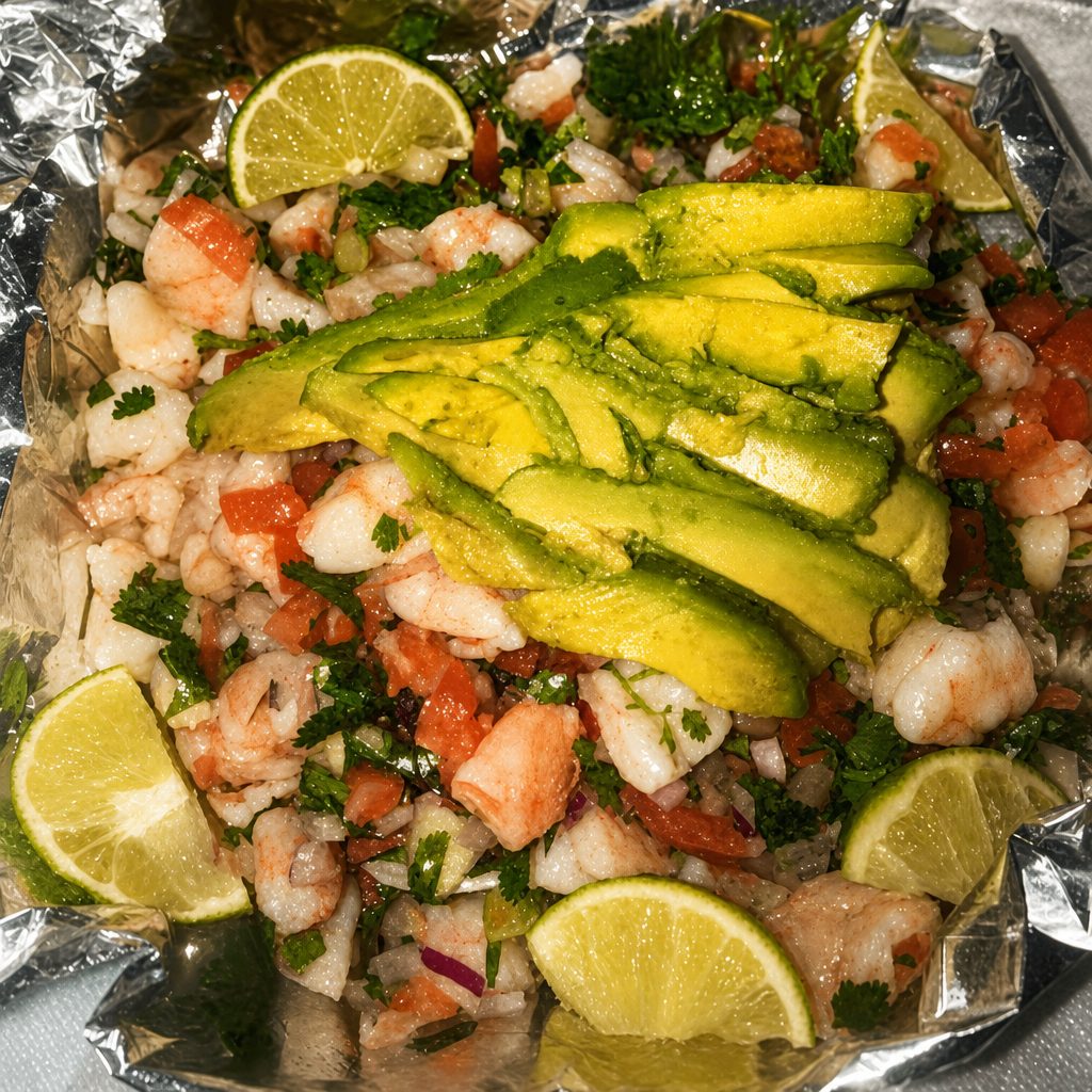 Mango shrimp ceviche.